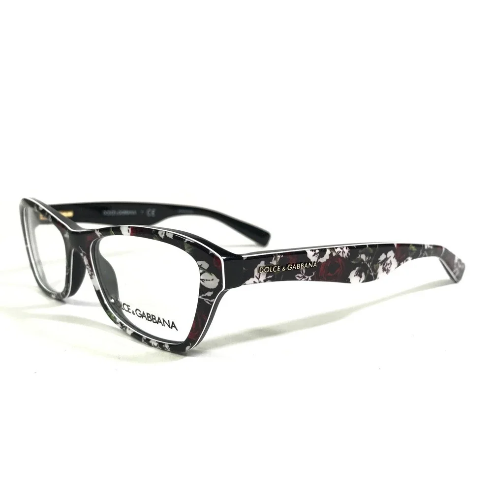Dolce & Gabbana Eyeglasses Frames DG3202 3019 Black Red White Floral 47-15-130